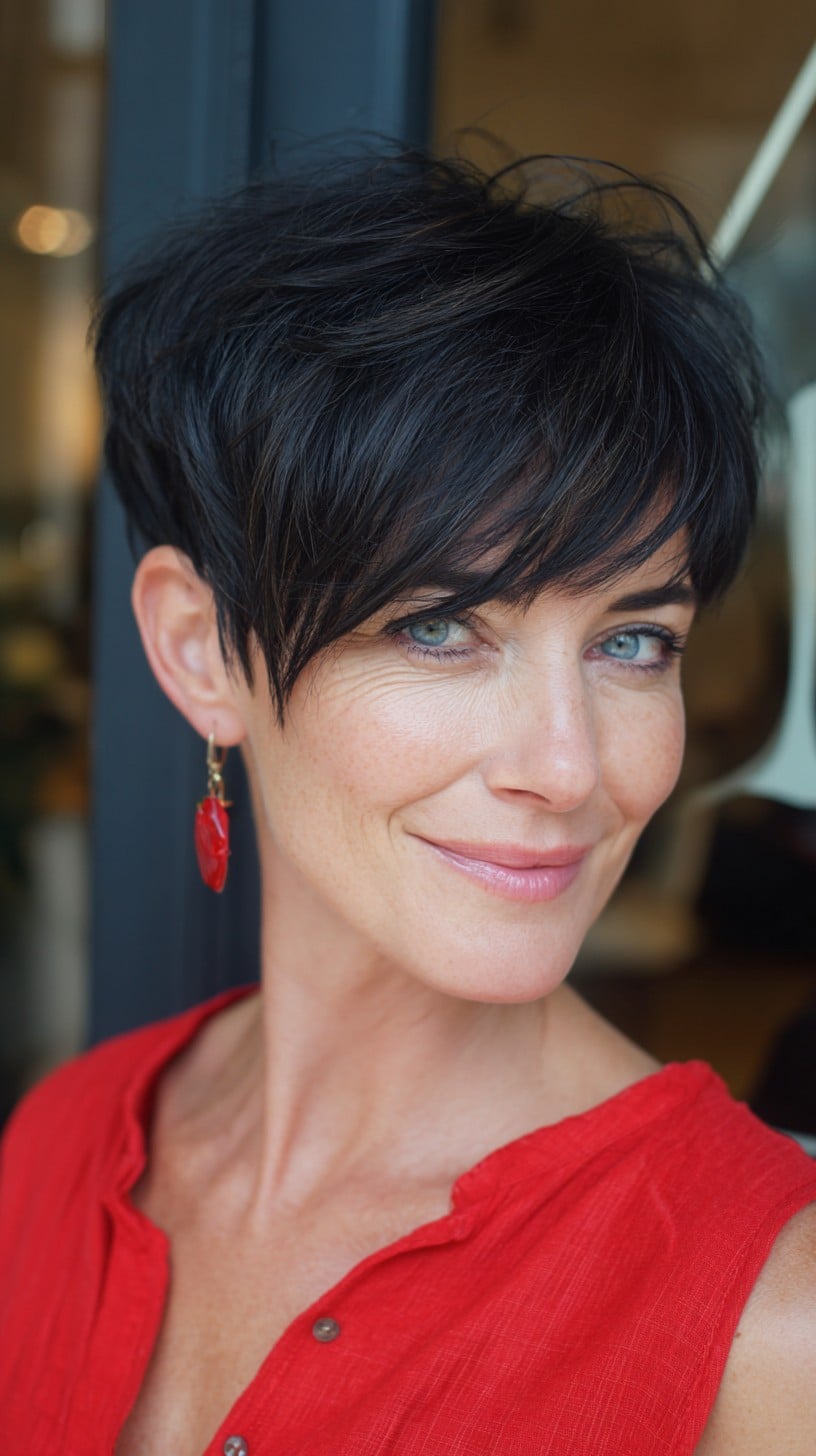 Feathered Asymmetrical Pixie with Soft Side Micro-Fringe