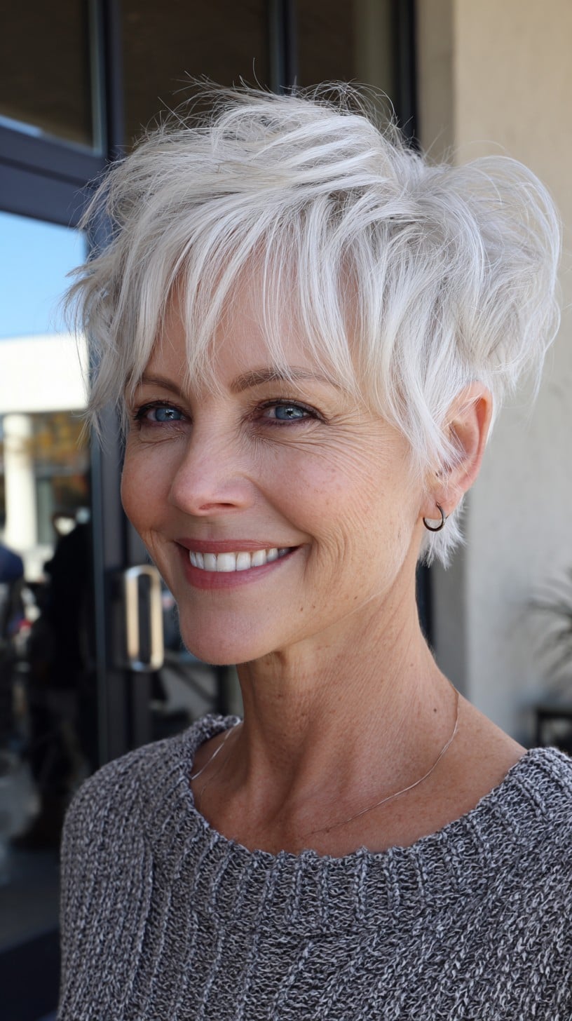 Feathered Chalk-White Pixie with Wispy Crown Lift