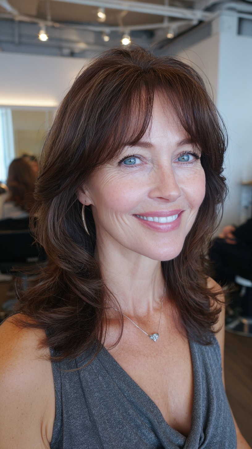 Feathered Mid-Length Hush Cut with Wispy Fringe
