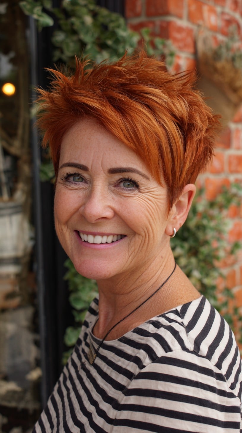 Fiery Ginger Spiky Choppy Pixie with Tapered Nape
