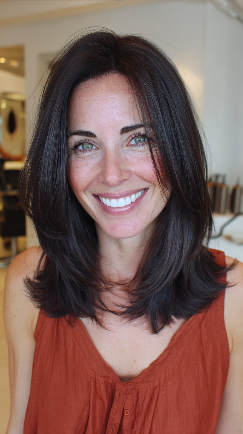 Medium Layered Hush Cut with Curtain Fringe