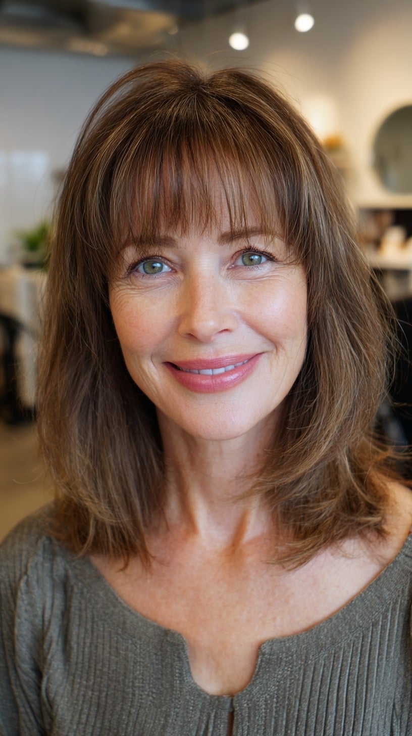Mid-Length Hush Shag with Delicate Micro-Bangs and Subtle Babylights