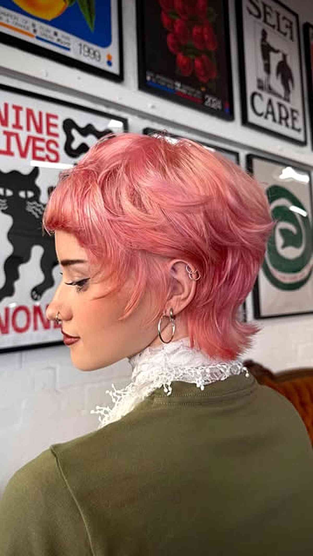 Pastel Pink Pixie Shag with Textured Layers
