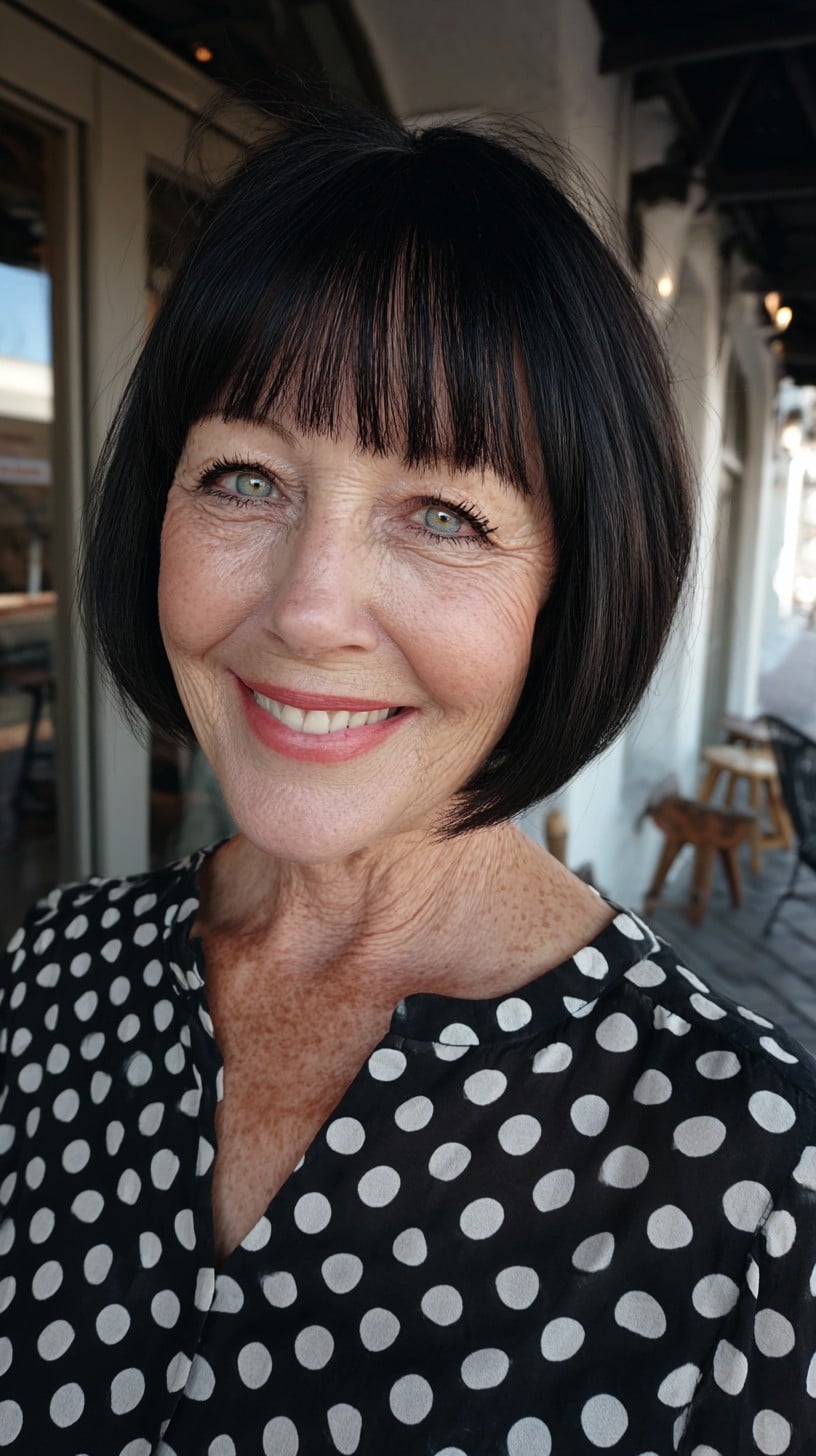 Polished Chin-Length Bob with Micro-Blunt Fringe