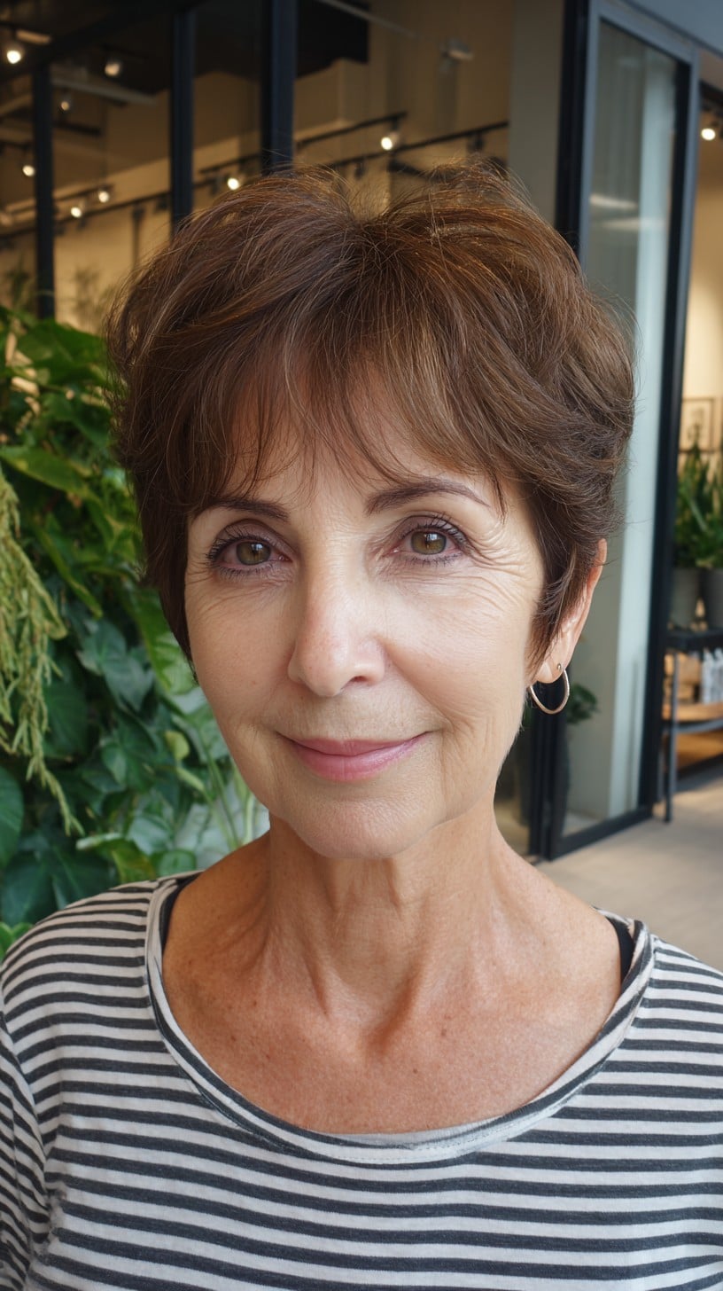 Short Feathered Crop with Wispy Micro-Fringe