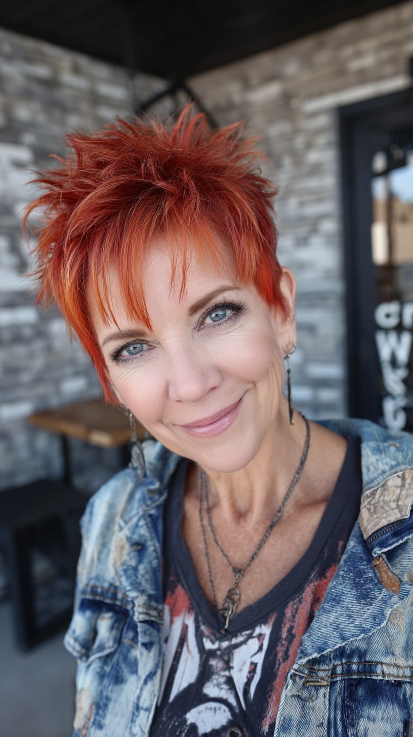 Short Spiky Copper Pixie with Wispy Micro-Bangs