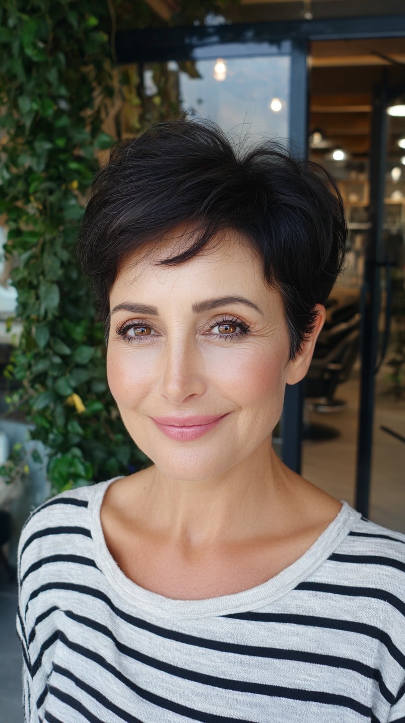 Short Tapered Pixie with Soft Micro-Fringe and Crown Lift