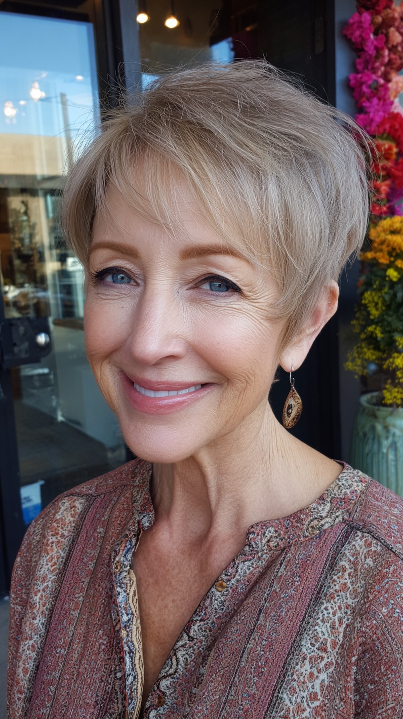 Short Textured Pixie with Wispy Micro Fringe and Natural Crown Lift