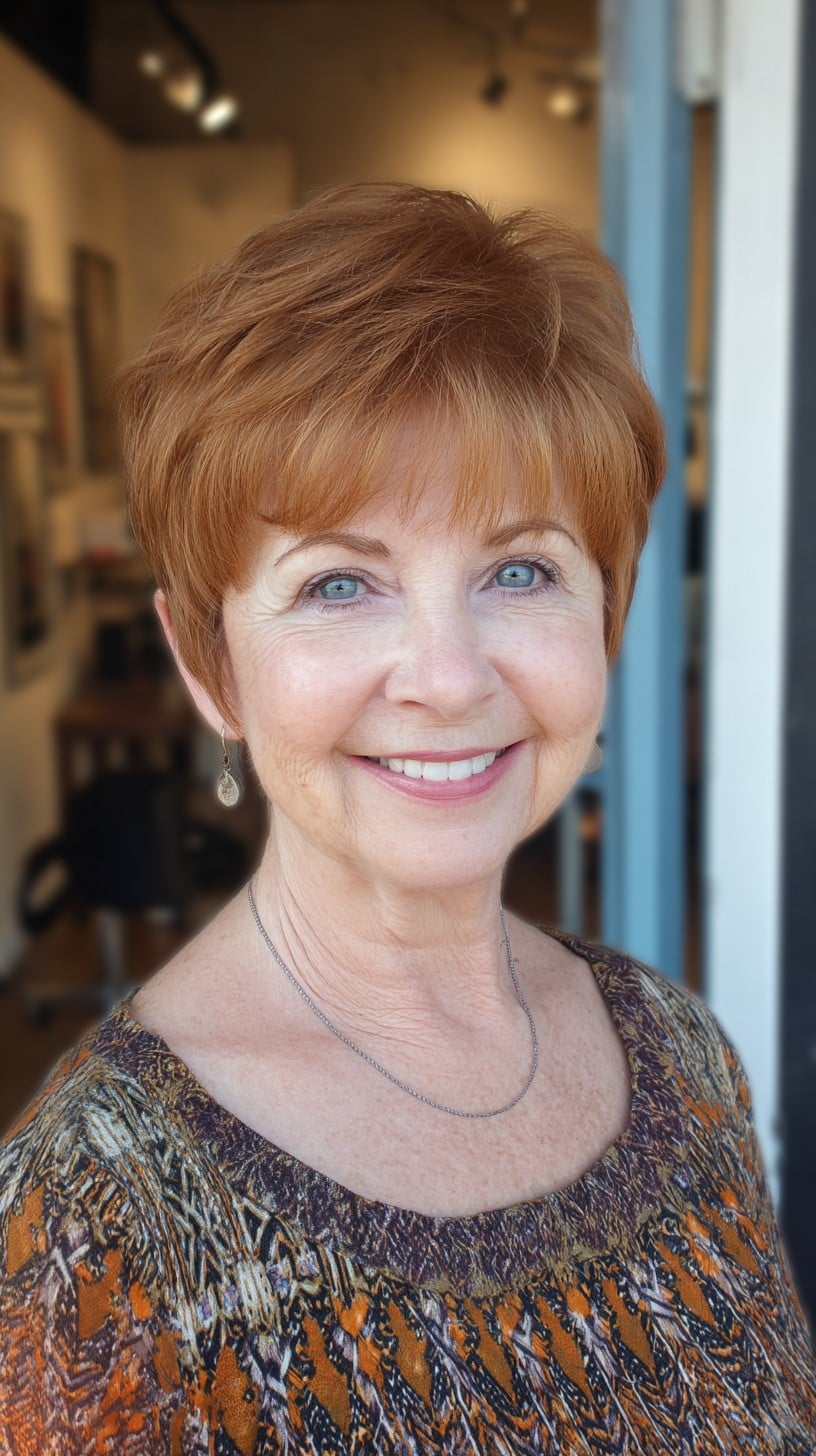 Soft Copper Pixie-Bob with Feathered Short Bangs