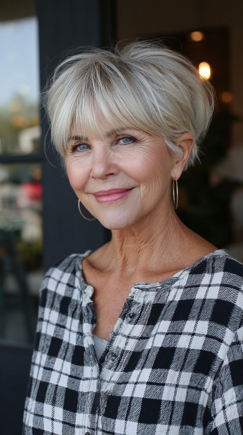 Soft Feathered Platinum Crop with Blended Fringe
