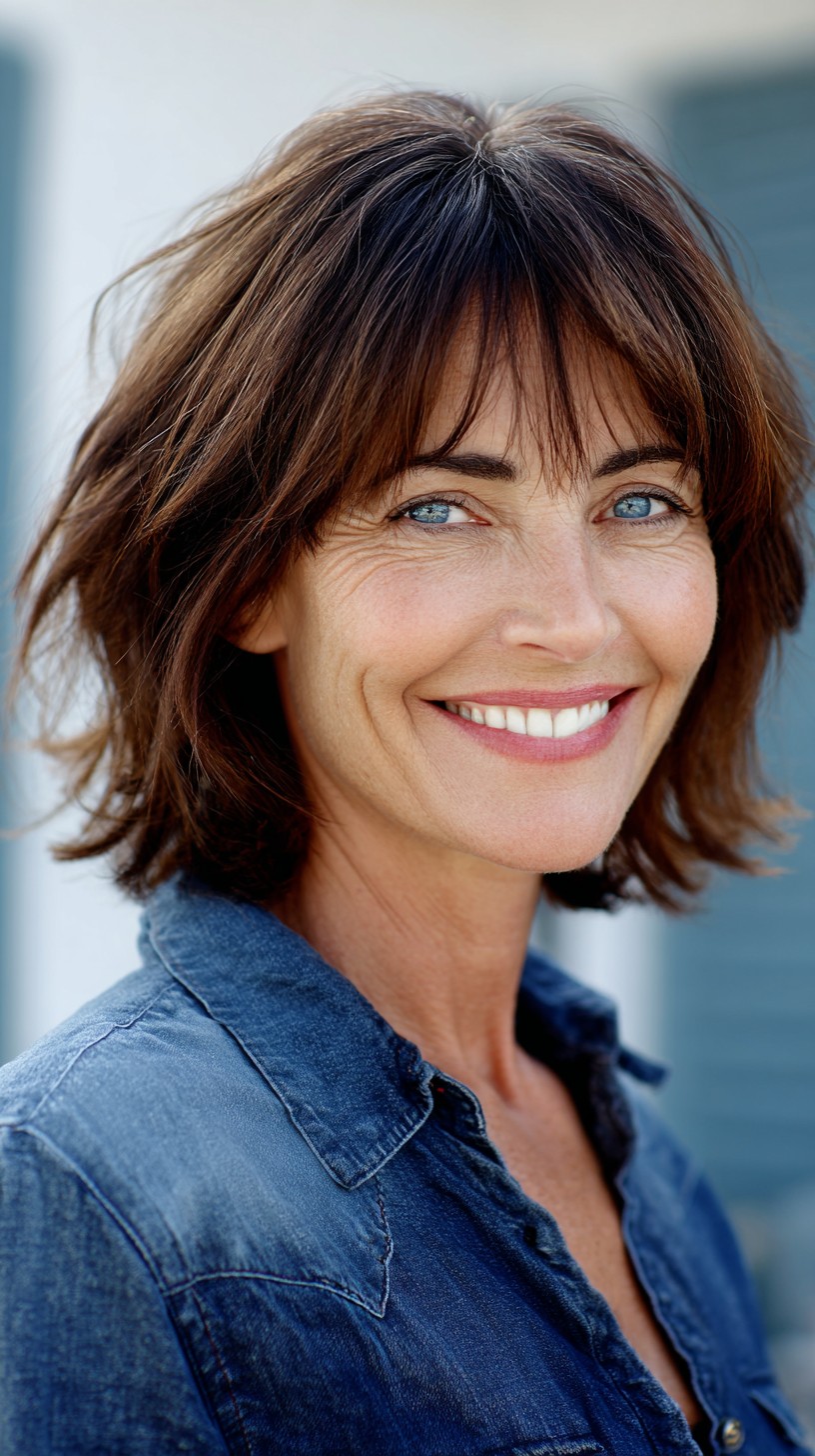 Soft Textured Collarbone Bob with Wispy See-Through Fringe