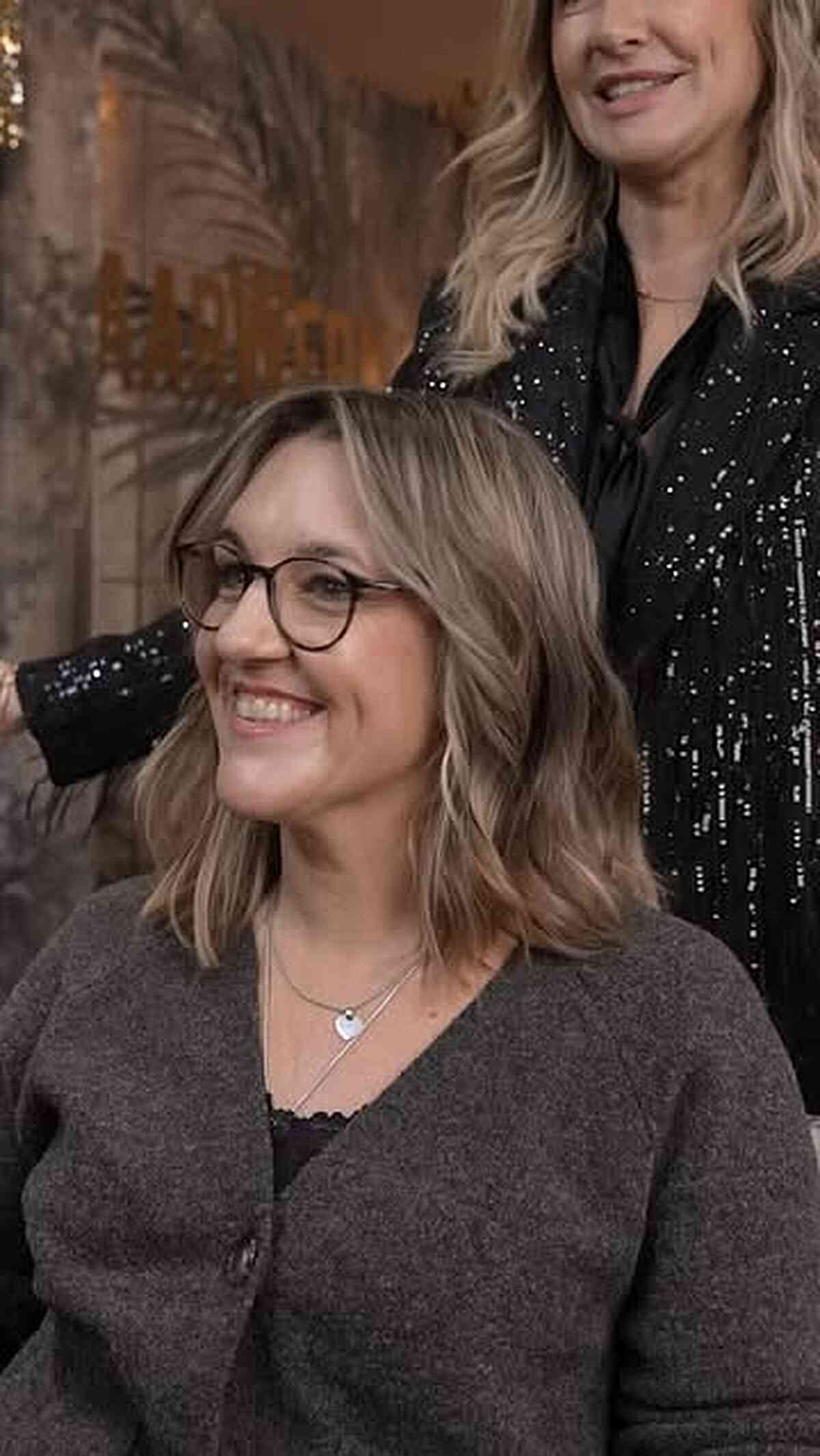 Textured Long Blunt Bob with Curtain Bangs