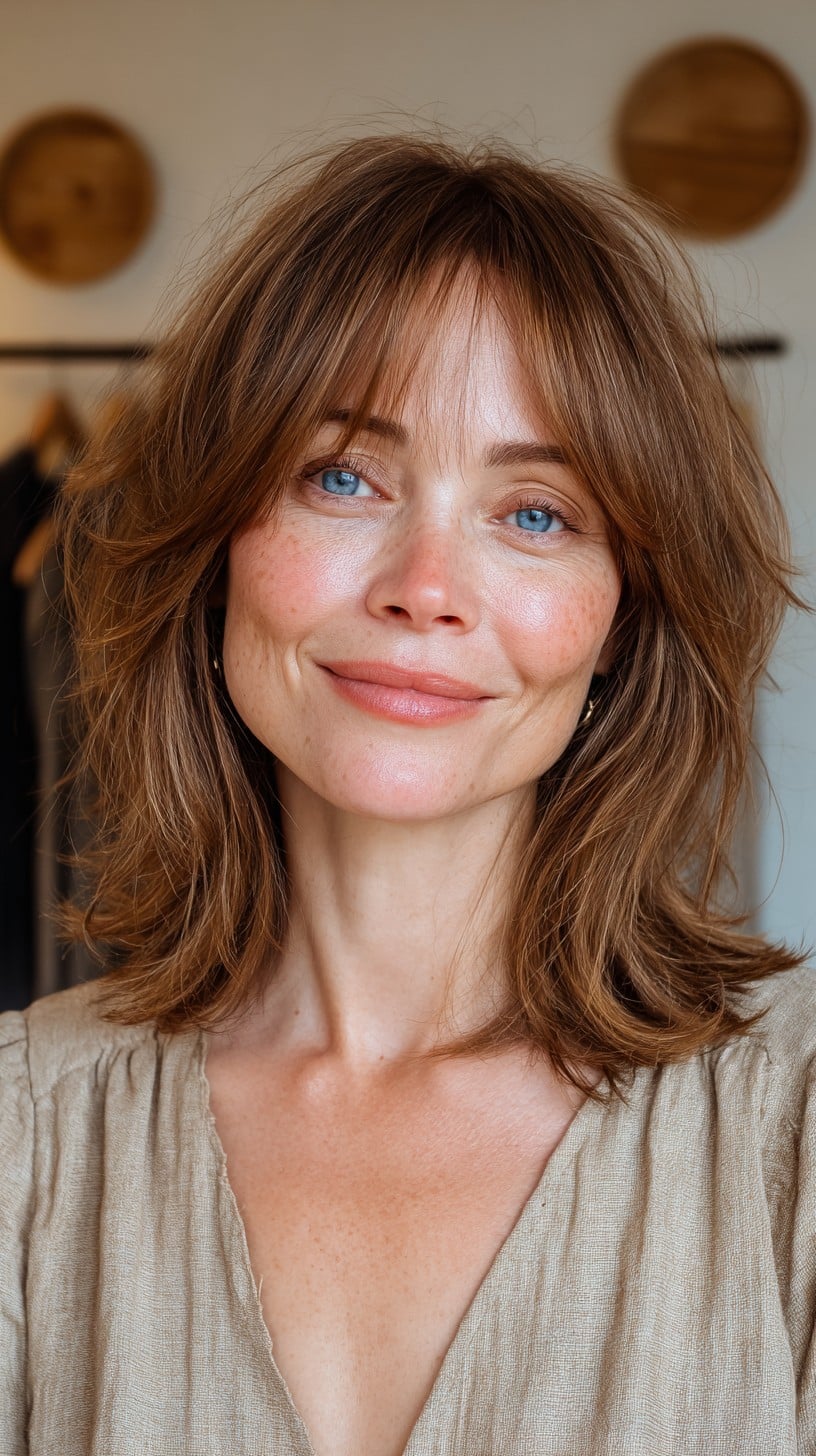 Textured Mid-Length Hush Cut with See-Through Curtain Fringe