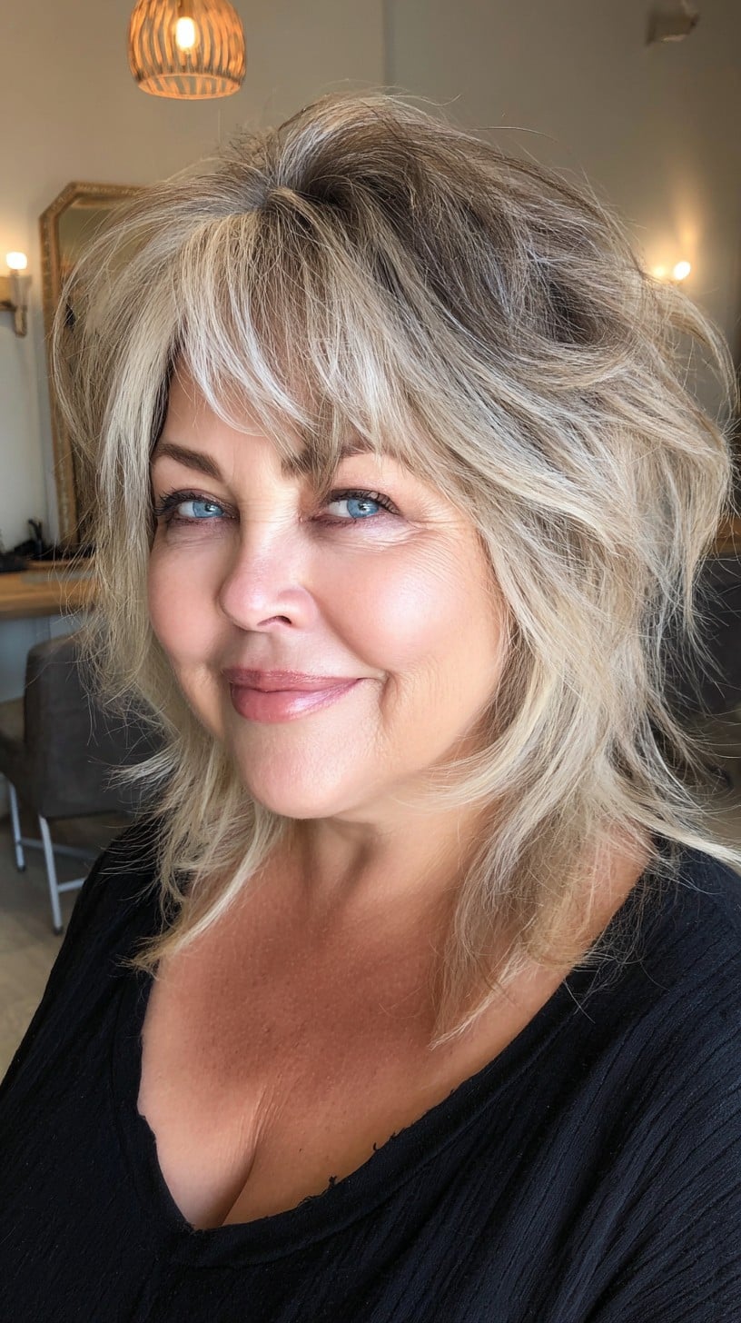 Airy Feathered Wolf Shag with Root Lift and Face-Skimming Fringe