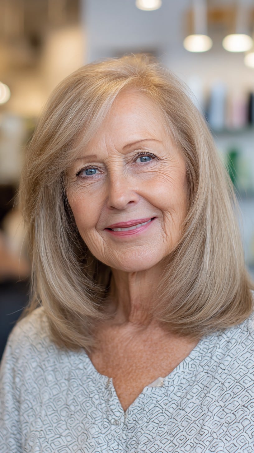 Ash-Beige Shoulder-Length Lob with Soft Interior Layers