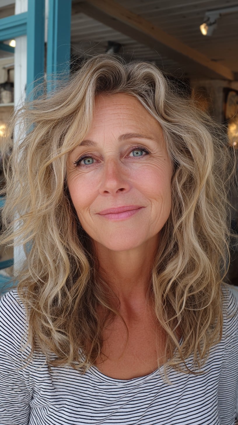 Beachy Layered Mid-Length Shag with Natural Root Contrast