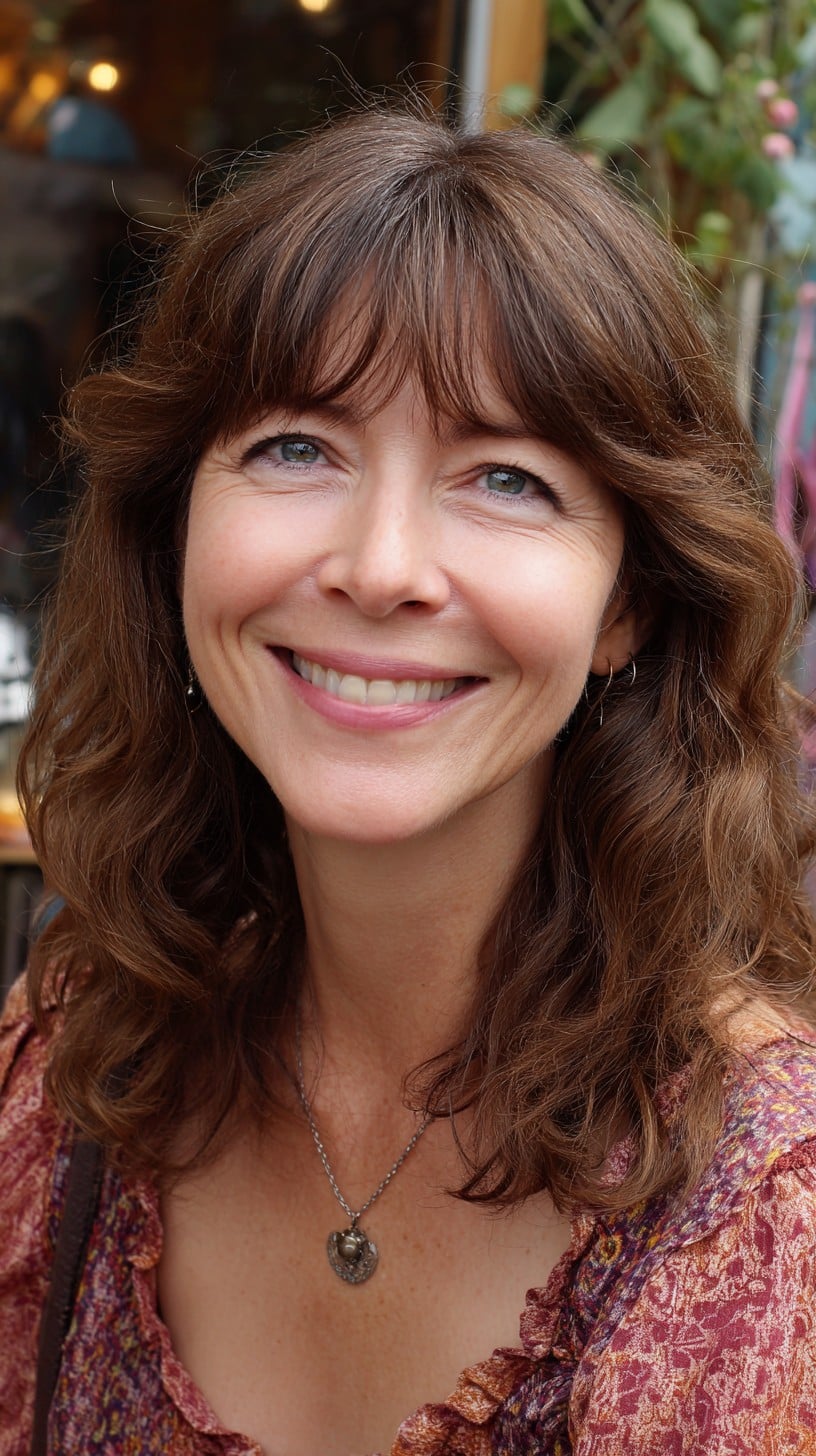 Brushed-Forward Fringe with Soft Wavy Mid-Length Layers