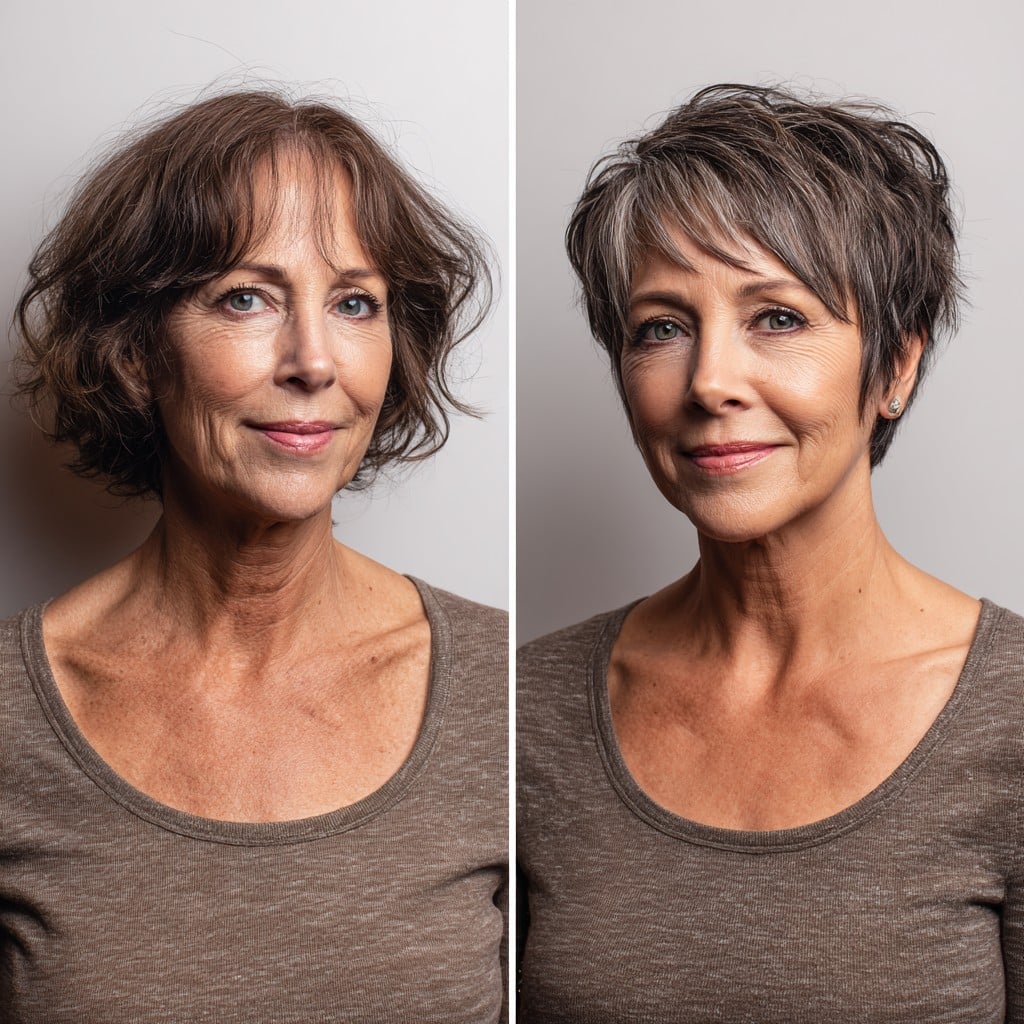 Chiseled Layered Pixie with Long Side-Grazing Fringe