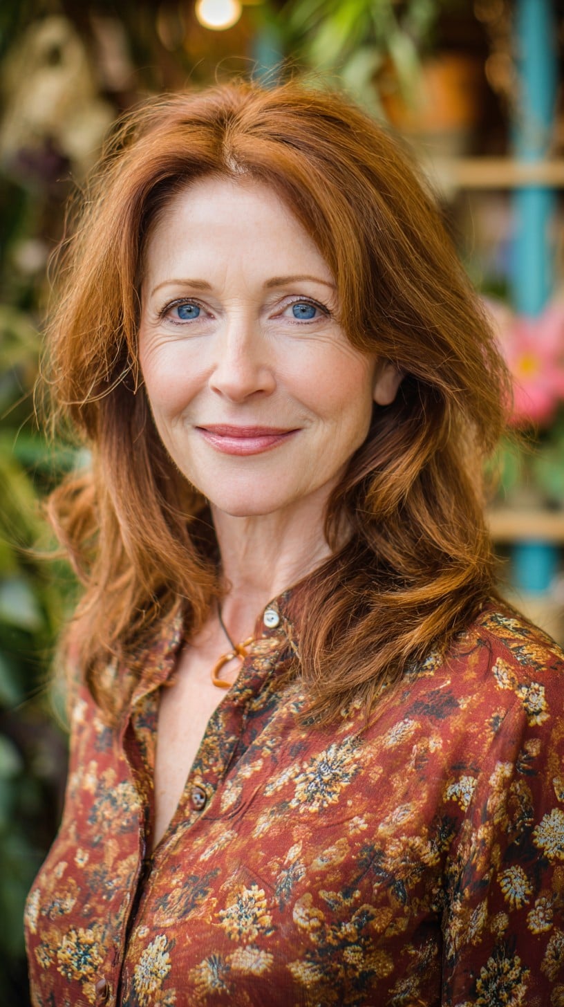 Copper Textured Mid-Length Layers with Soft Face-Framing