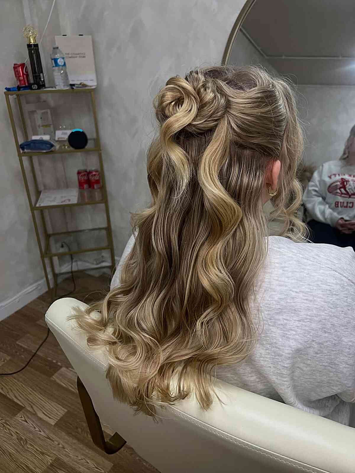 Long Beachy Waves with a Half-Up Twist