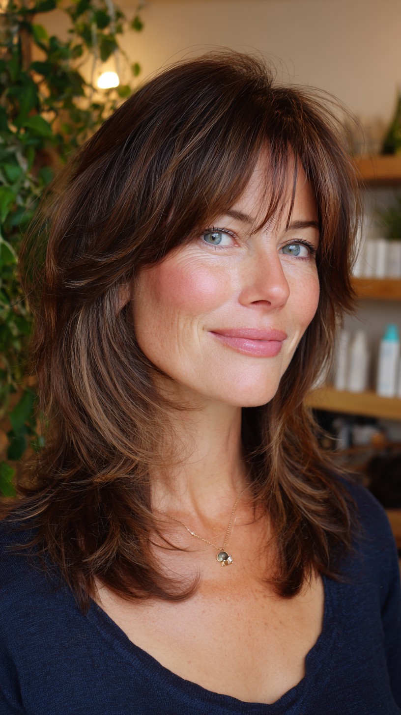 Medium-Length Feathered Shag with Wispy Micro-Bangs