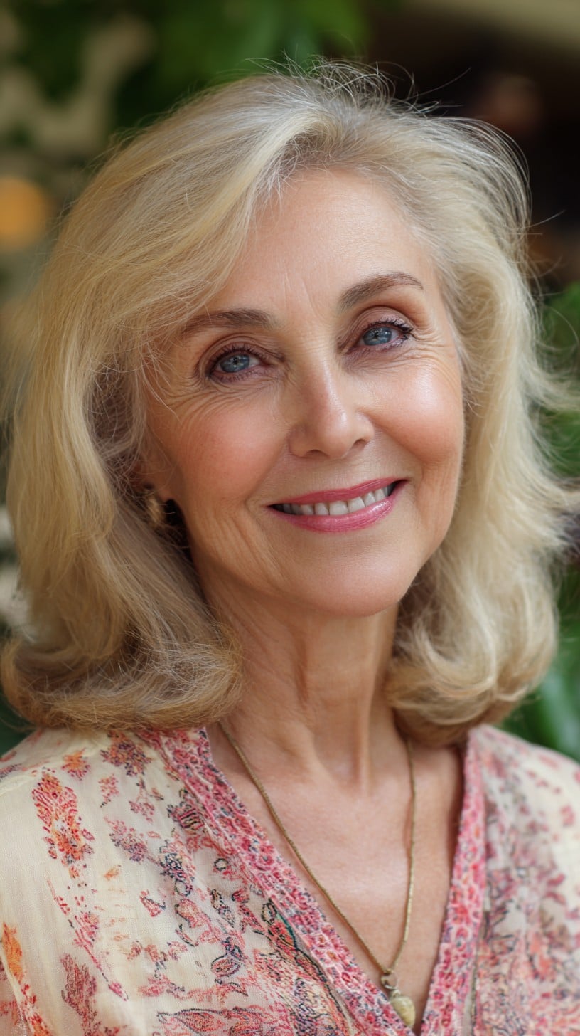 Platinum Shoulder-Length Cut with Interior Layers and Face-Framing Pieces