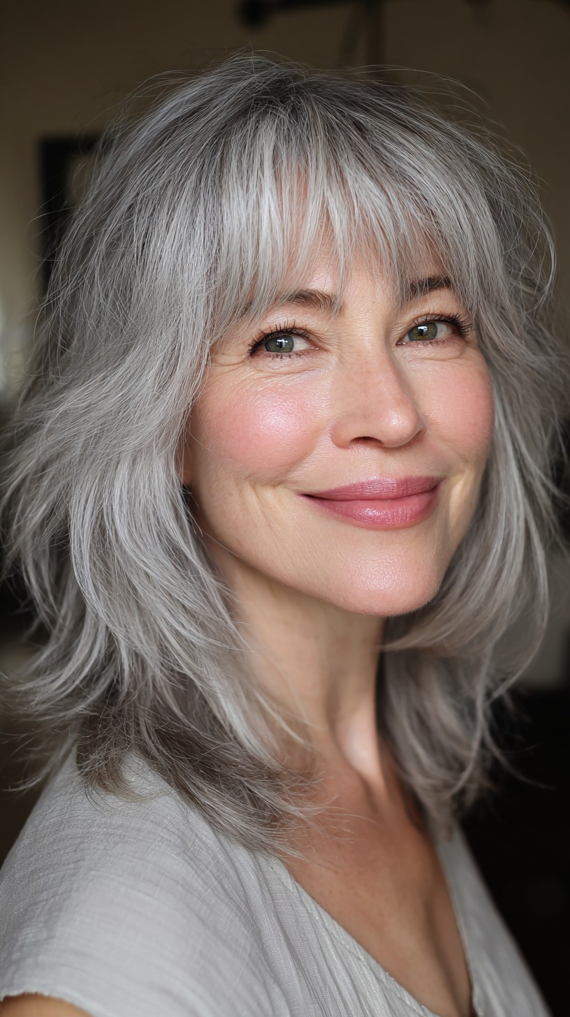 Silver Shag Wolf Cut with Soft Wispy Fringe