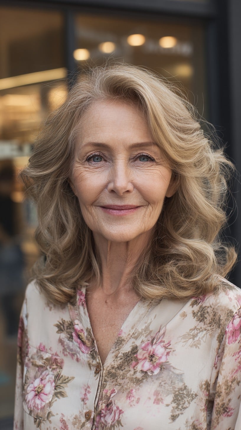 Soft Rooted Silver-Blonde Medium-Length Waves