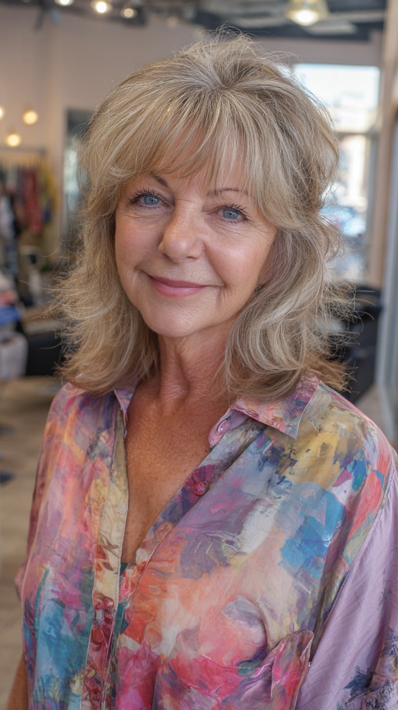 Soft Silver-Rooted Shag with Wispy Fringe and Face-Framing Layers