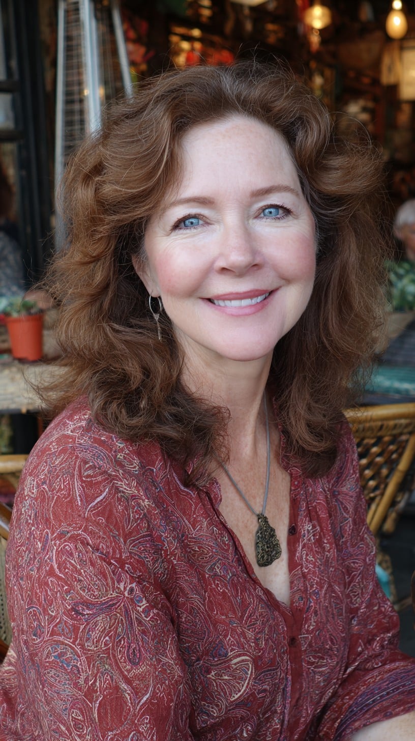 Voluminous Chestnut Shoulder-Grazing Layers with Crown Lift