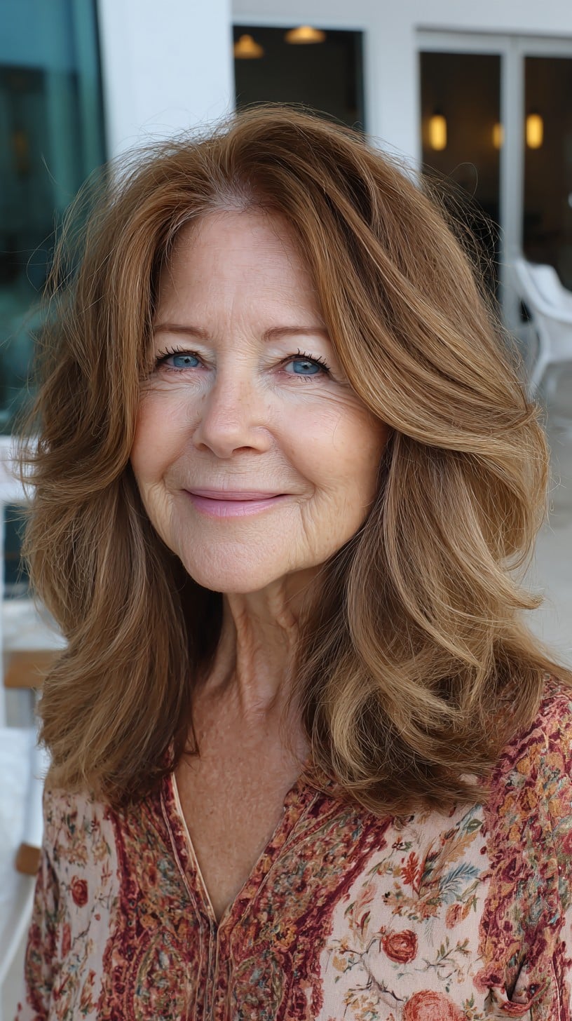 Warm Cinnamon Root-Smudged Layered Mid-Length Cut