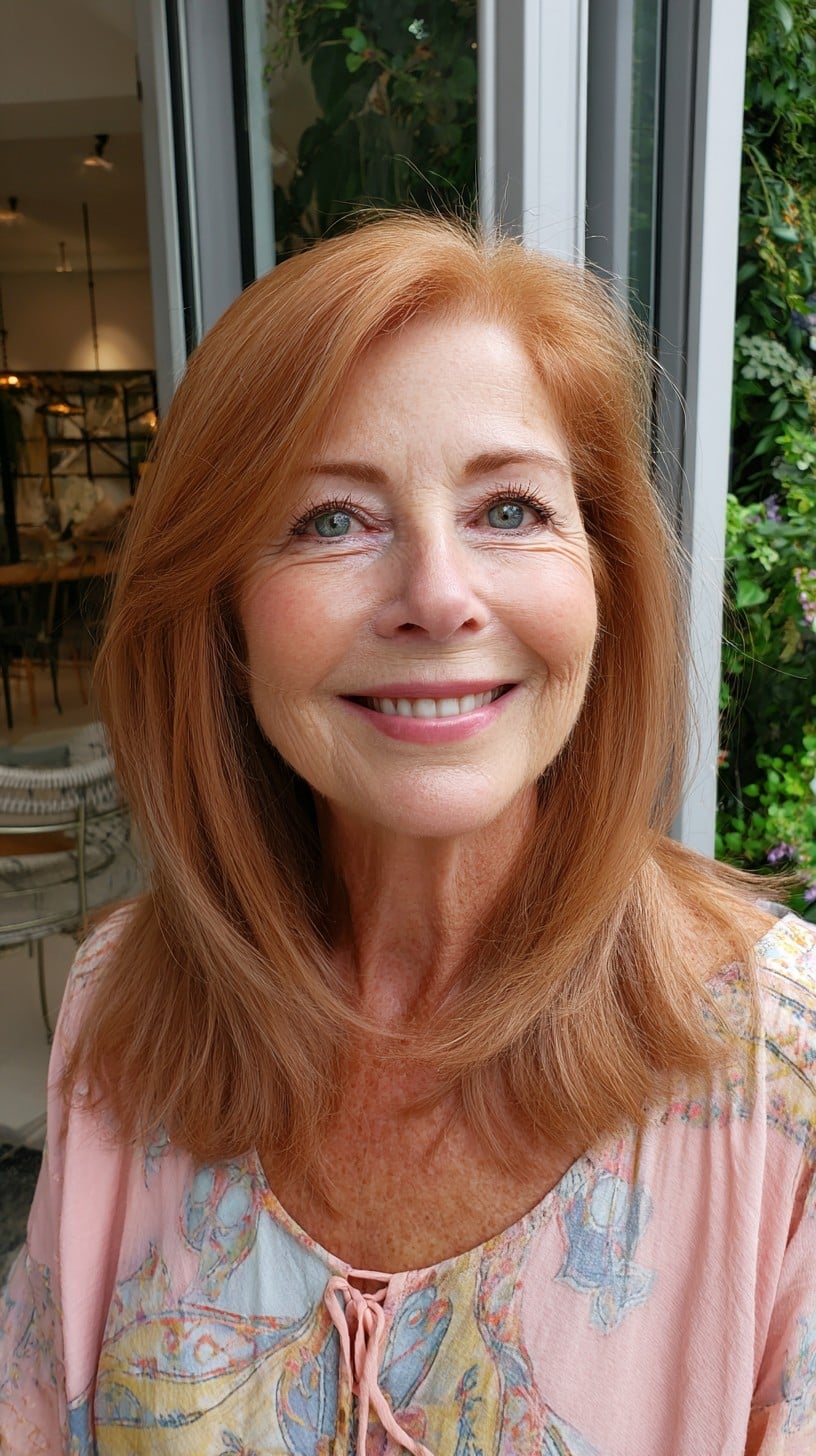 Warm Copper Face‑Framing Shoulder‑Grazing Cut with Feathered Ends