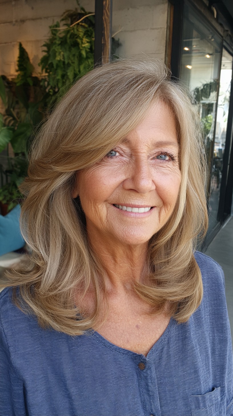 Airy Ash-Blonde Mid-Length with Lifted Curtain Layers