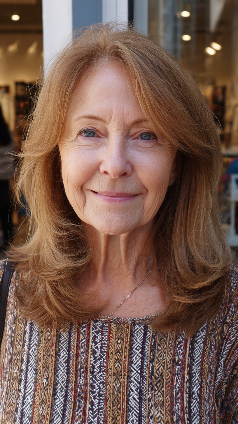 Copper Layered Shoulder-Length Cut with Interior Stack and Face-Framing Layers