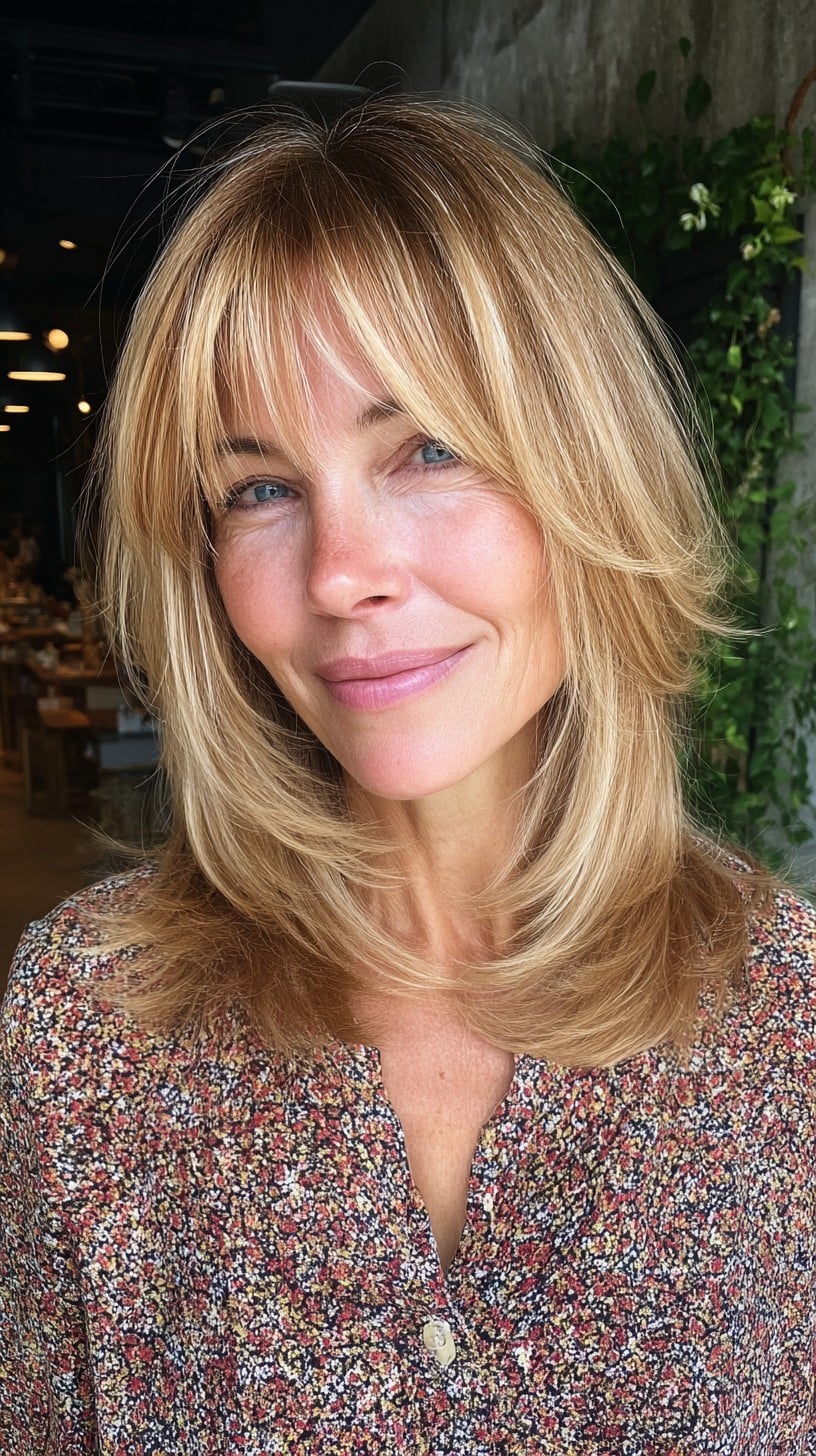 Feathered Mid-Length Hush Cut with Parted Fringe