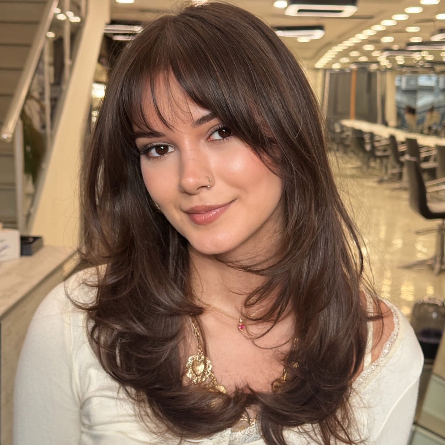 Mid-Length Feathered Layers with Curtain Fringe