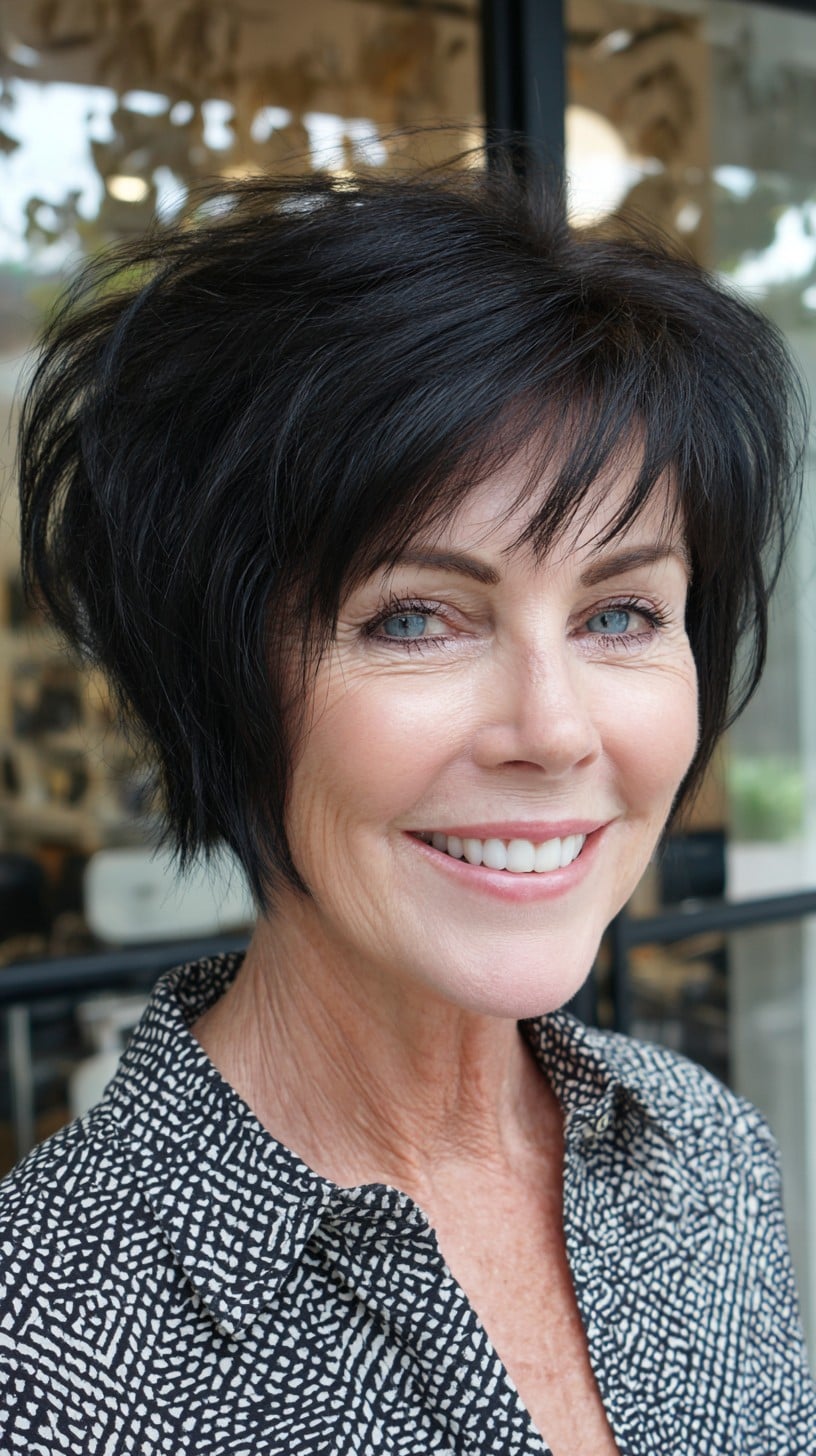 Razor-Sliced Stacked Bob with Soft Micro-Fringe