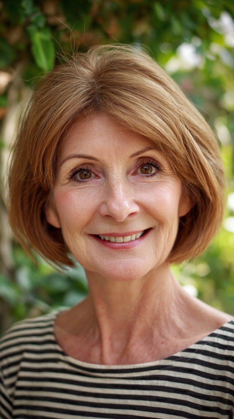 Rounded Chin-Length Bob with Soft Internal Layers and Root Shadow