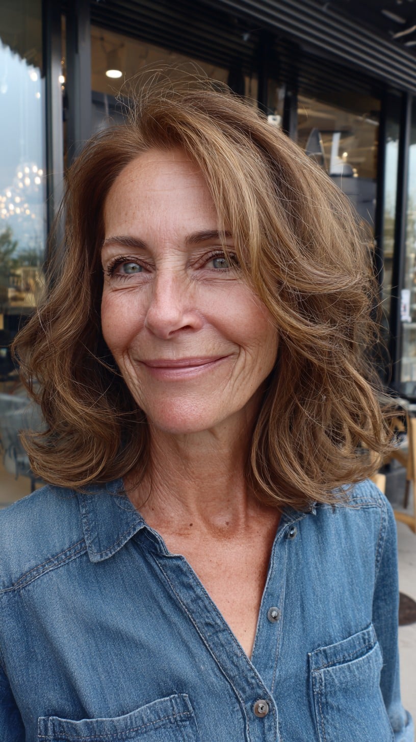 Shoulder-Length Face-Framing Layers with Sculpted Crown Lift