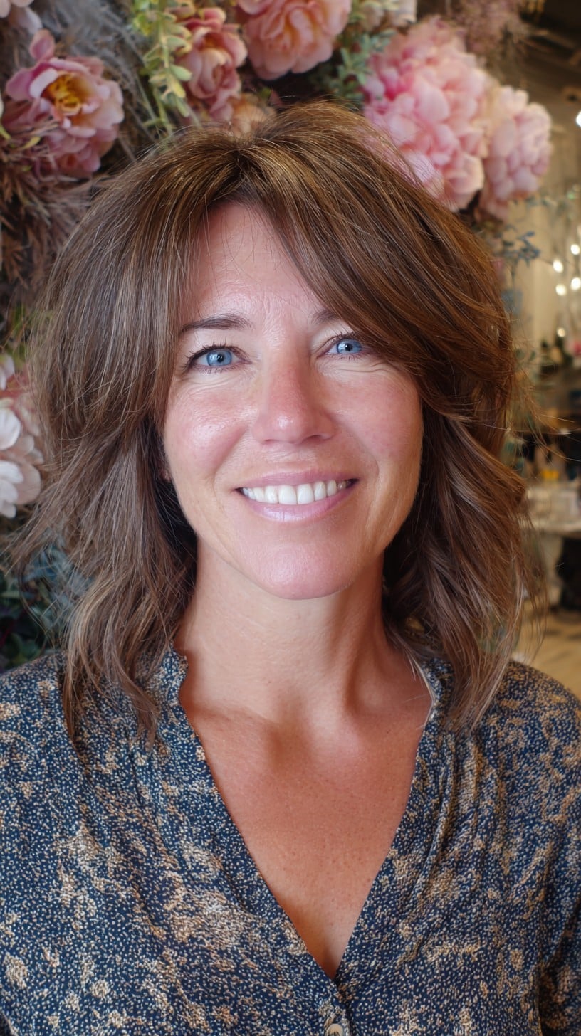 Shoulder-Length Shaggy Hush Cut with Face-Framing Curtain
