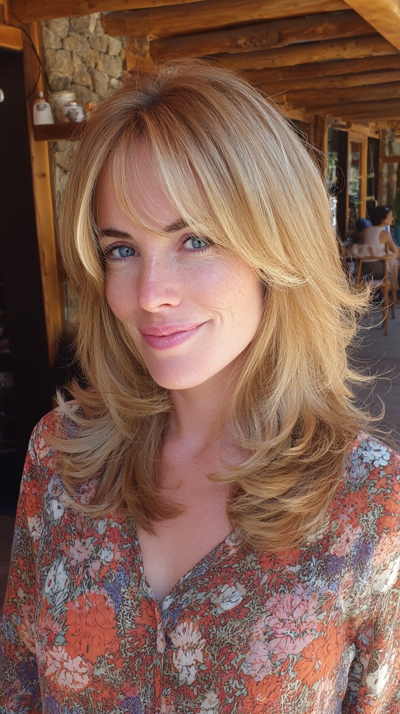Soft Feathered Mid-Length Cut with Subtle Curtain Fringe