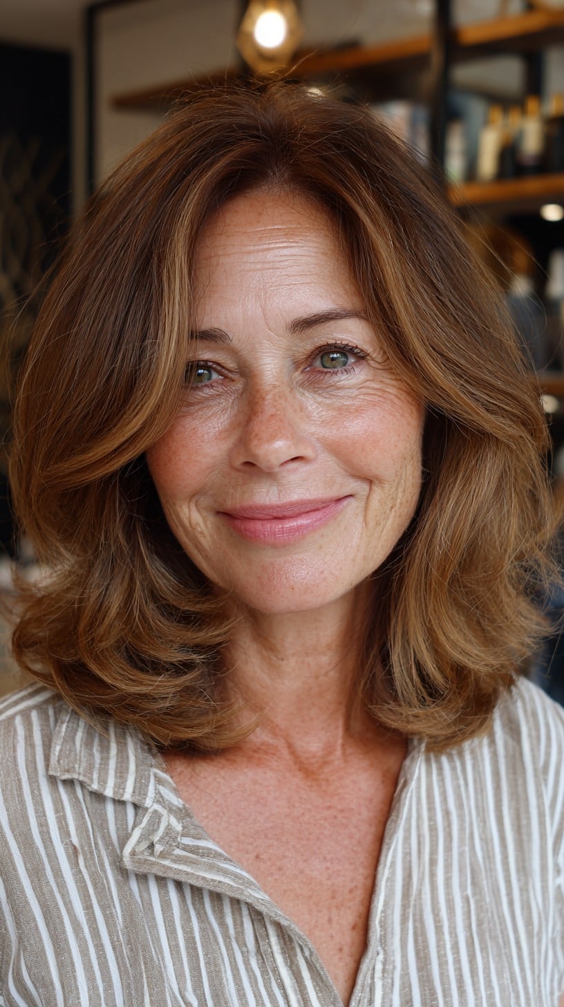 Soft Feathered Shoulder-Length Cut with Face-Framing Curtain Layers
