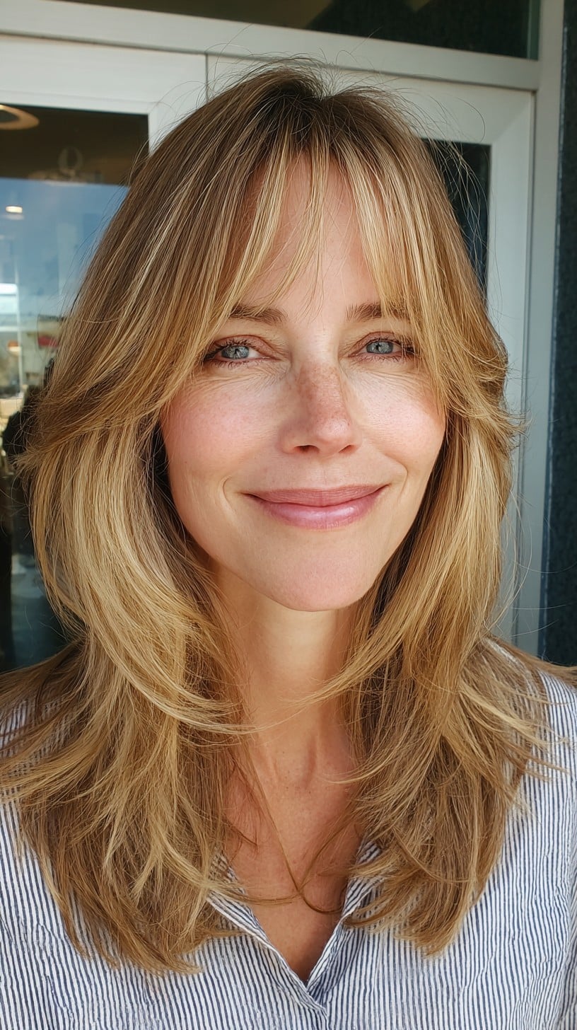 Soft Layered Shag with Feathered Curtain Bangs