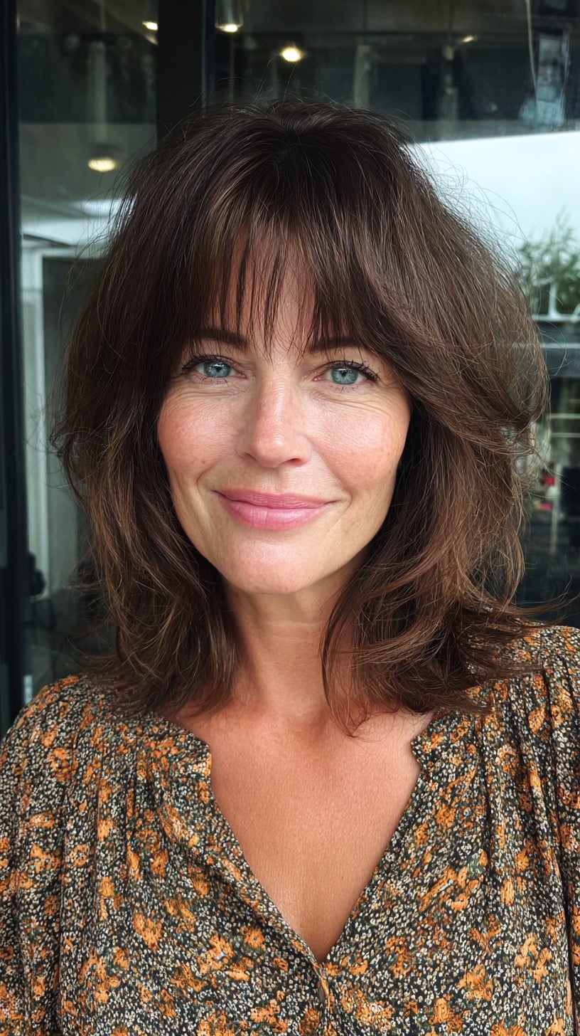 Soft Shoulder-Length Hush Cut with Rounded Crown and Wispy Fringe