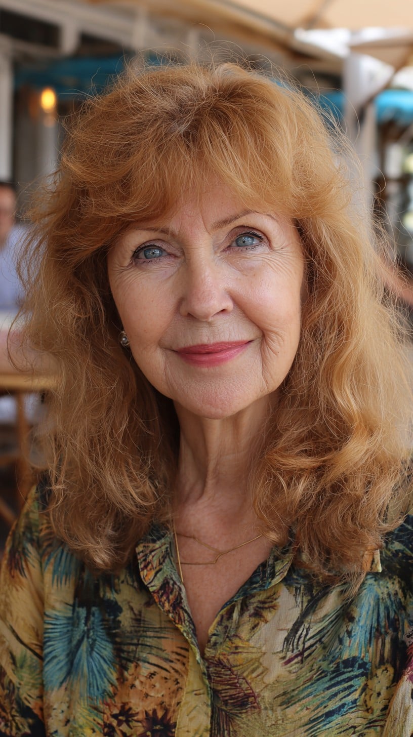 Soft Strawberry-Blonde Shoulder-Length Shag with Airy Crown