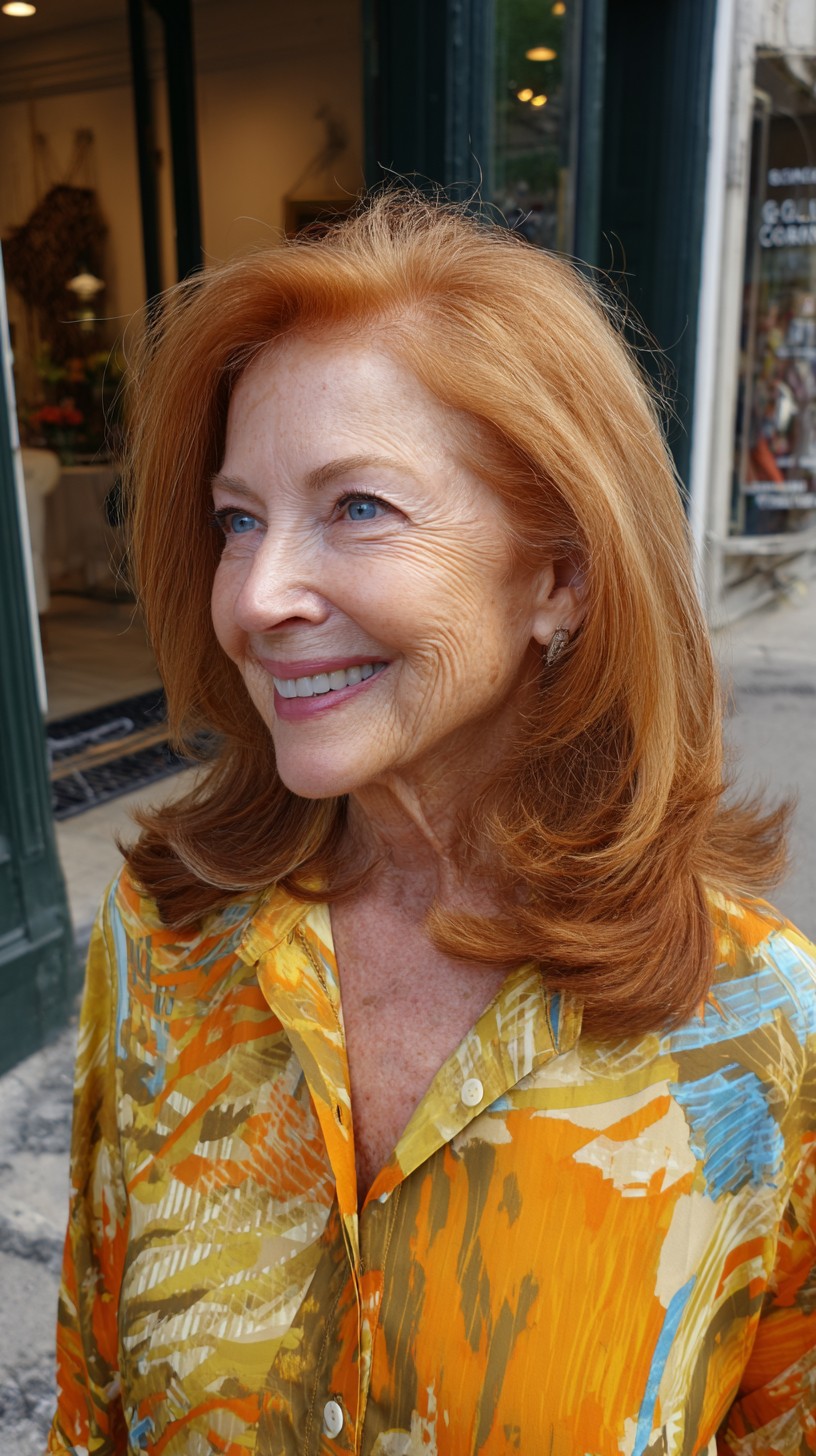 Sunlit Copper Mid-Length with Subtle Flip and Root-Blend