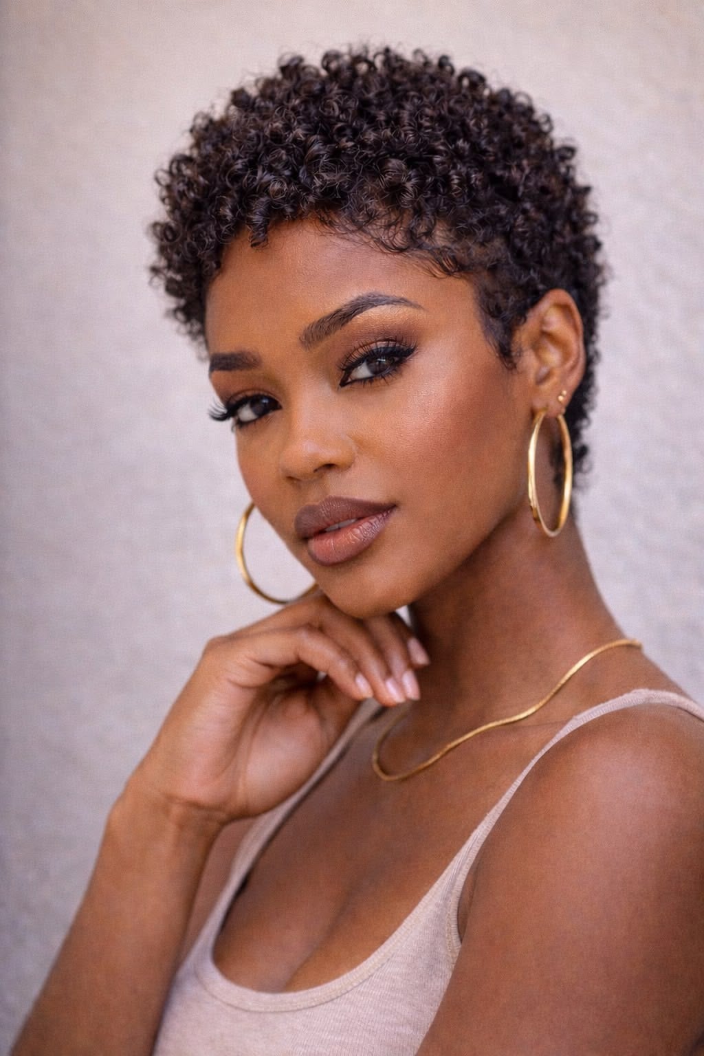 Tapered Mini Curly Pixie with Defined Finger Coils