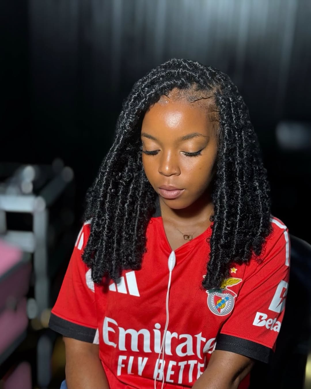 Textured Shoulder-Grazing Faux Locs with Laid Baby Hairs