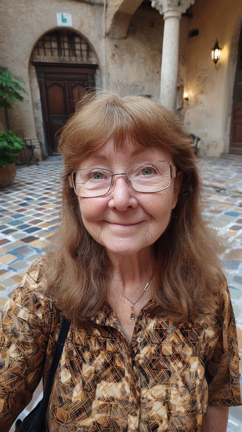 Warm Copper Mid-Length Shag with Soft Fringed Bangs