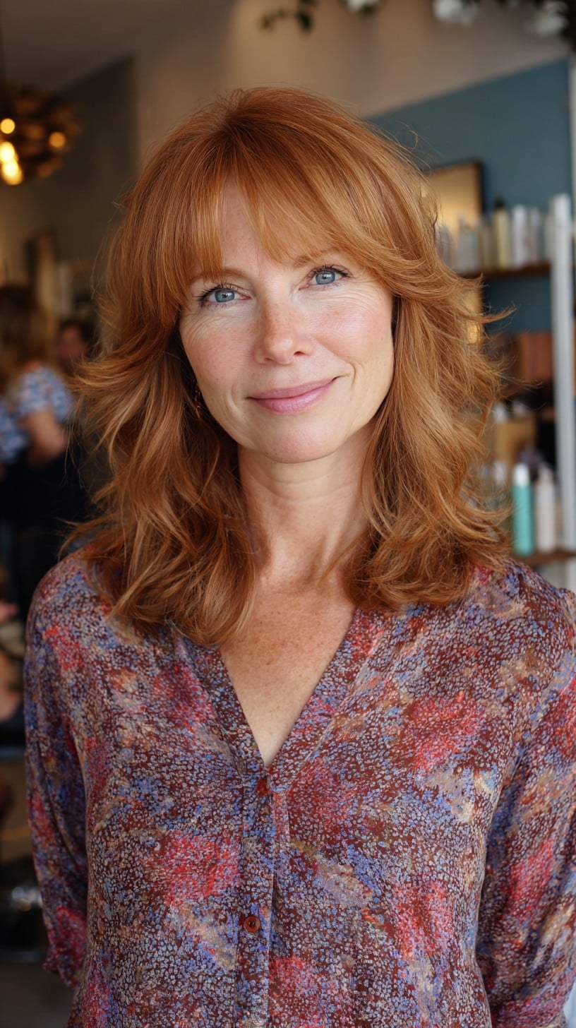 Warm Copper Shaggy Hush Cut with Feathered Micro Fringe